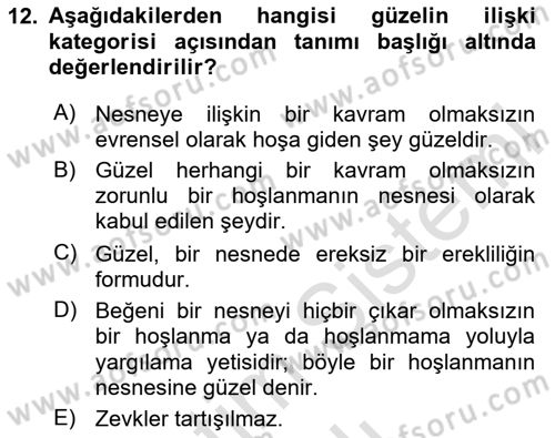 Modern Felsefe 2 Dersi 2023 - 2024 Yılı (Vize) Ara Sınav Soruları 12. Soru