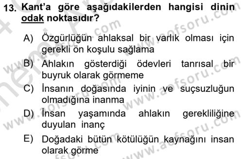 Modern Felsefe 2 Dersi 2023 - 2024 Yılı (Vize) Ara Sınav Soruları 13. Soru