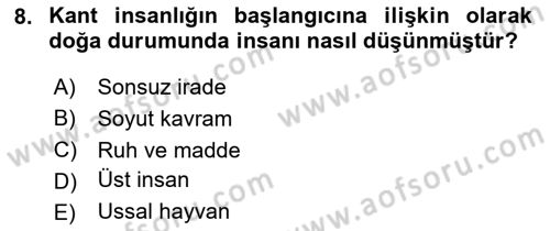 Modern Felsefe 2 Dersi 2023 - 2024 Yılı (Vize) Ara Sınav Soruları 8. Soru