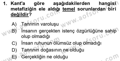 Modern Felsefe 2 Dersi 2023 - 2024 Yılı (Final) Dönem Sonu Sınav Soruları 1. Soru
