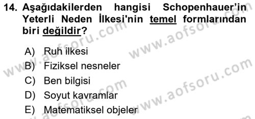 Modern Felsefe 2 Dersi 2023 - 2024 Yılı (Final) Dönem Sonu Sınav Soruları 14. Soru