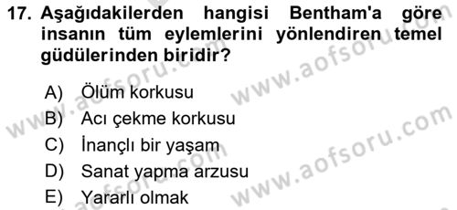 Modern Felsefe 2 Dersi 2023 - 2024 Yılı (Final) Dönem Sonu Sınav Soruları 17. Soru