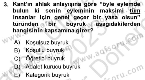 Modern Felsefe 2 Dersi 2023 - 2024 Yılı (Final) Dönem Sonu Sınav Soruları 3. Soru