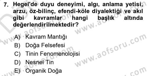 Modern Felsefe 2 Dersi 2023 - 2024 Yılı (Final) Dönem Sonu Sınav Soruları 7. Soru