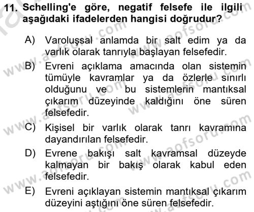 Modern Felsefe 2 Dersi 2023 - 2024 Yılı Yaz Okulu Sınav Soruları 11. Soru