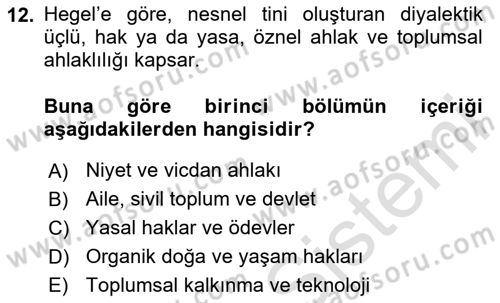 Modern Felsefe 2 Dersi 2023 - 2024 Yılı Yaz Okulu Sınav Soruları 12. Soru