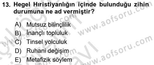 Modern Felsefe 2 Dersi 2023 - 2024 Yılı Yaz Okulu Sınav Soruları 13. Soru