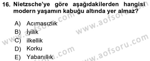Modern Felsefe 2 Dersi 2023 - 2024 Yılı Yaz Okulu Sınav Soruları 16. Soru