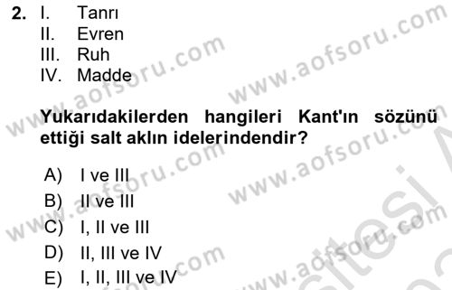 Modern Felsefe 2 Dersi 2023 - 2024 Yılı Yaz Okulu Sınav Soruları 2. Soru