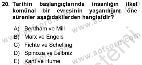 Modern Felsefe 2 Dersi 2023 - 2024 Yılı Yaz Okulu Sınav Soruları 20. Soru