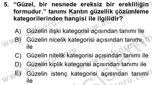 Modern Felsefe 2 Dersi 2023 - 2024 Yılı Yaz Okulu Sınav Soruları 5. Soru