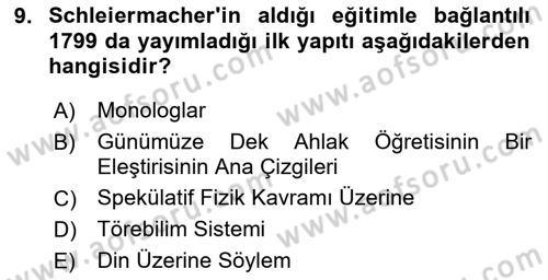 Modern Felsefe 2 Dersi 2023 - 2024 Yılı Yaz Okulu Sınav Soruları 9. Soru