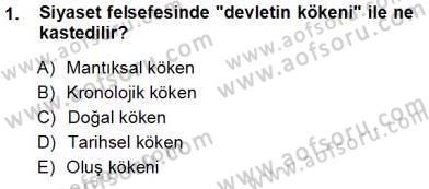 Siyaset Felsefesi 1 Dersi 2012 - 2013 Yılı (Vize) Ara Sınav Soruları 1. Soru