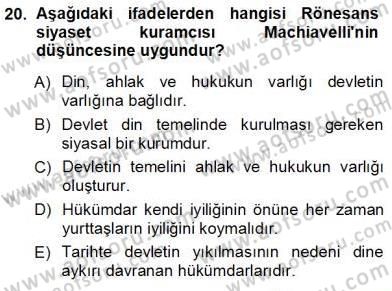 Siyaset Felsefesi 1 Dersi 2012 - 2013 Yılı (Vize) Ara Sınav Soruları 20. Soru