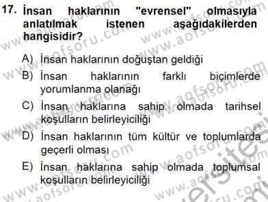 Siyaset Felsefesi 1 Dersi 2012 - 2013 Yılı (Final) Dönem Sonu Sınav Soruları 17. Soru