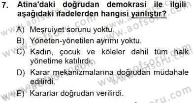 Siyaset Felsefesi 1 Dersi 2012 - 2013 Yılı (Final) Dönem Sonu Sınav Soruları 7. Soru