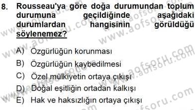 Siyaset Felsefesi 1 Dersi 2013 - 2014 Yılı (Final) Dönem Sonu Sınav Soruları 8. Soru
