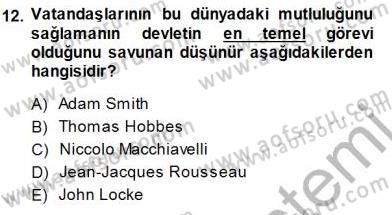 Siyaset Felsefesi 1 Dersi 2014 - 2015 Yılı (Final) Dönem Sonu Sınav Soruları 12. Soru