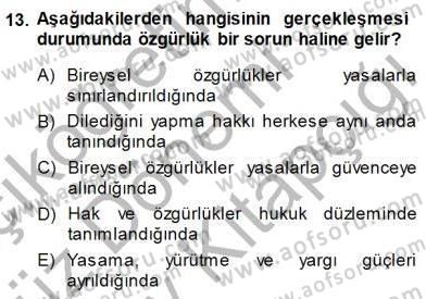 Siyaset Felsefesi 1 Dersi 2014 - 2015 Yılı (Final) Dönem Sonu Sınav Soruları 13. Soru