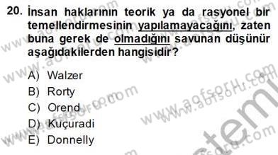 Siyaset Felsefesi 1 Dersi 2014 - 2015 Yılı (Final) Dönem Sonu Sınav Soruları 20. Soru