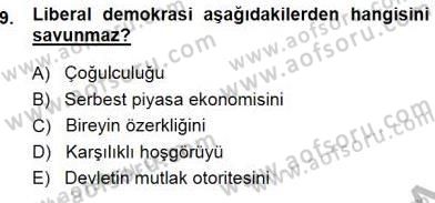 Siyaset Felsefesi 1 Dersi 2014 - 2015 Yılı (Final) Dönem Sonu Sınav Soruları 9. Soru