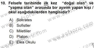 Siyaset Felsefesi 1 Dersi 2015 - 2016 Yılı (Vize) Ara Sınav Soruları 10. Soru