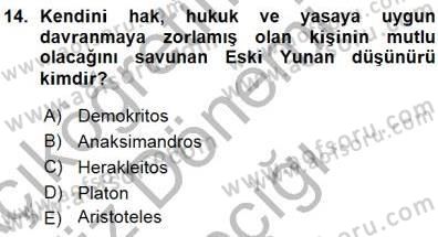 Siyaset Felsefesi 1 Dersi 2015 - 2016 Yılı (Vize) Ara Sınav Soruları 14. Soru