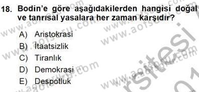 Siyaset Felsefesi 1 Dersi 2015 - 2016 Yılı (Vize) Ara Sınav Soruları 18. Soru