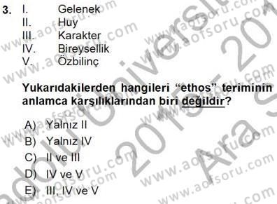 Siyaset Felsefesi 1 Dersi 2015 - 2016 Yılı (Vize) Ara Sınav Soruları 3. Soru