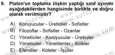 Siyaset Felsefesi 1 Dersi 2015 - 2016 Yılı (Vize) Ara Sınav Soruları 9. Soru