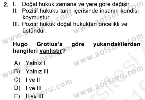 Siyaset Felsefesi 1 Dersi 2018 - 2019 Yılı (Vize) Ara Sınav Soruları 2. Soru