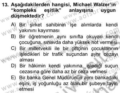 Siyaset Felsefesi 2 Dersi 2012 - 2013 Yılı (Vize) Ara Sınav Soruları 13. Soru