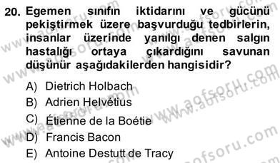 Siyaset Felsefesi 2 Dersi 2013 - 2014 Yılı (Vize) Ara Sınav Soruları 20. Soru