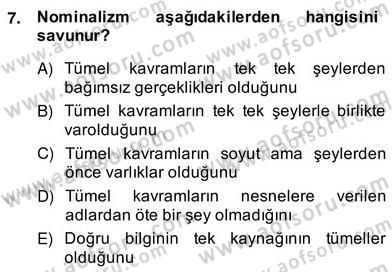 Siyaset Felsefesi 2 Dersi 2013 - 2014 Yılı (Vize) Ara Sınav Soruları 7. Soru