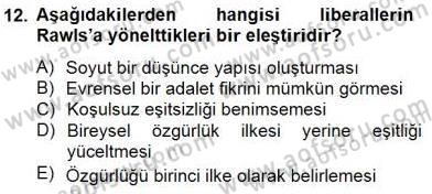 Siyaset Felsefesi 2 Dersi 2014 - 2015 Yılı (Vize) Ara Sınav Soruları 12. Soru