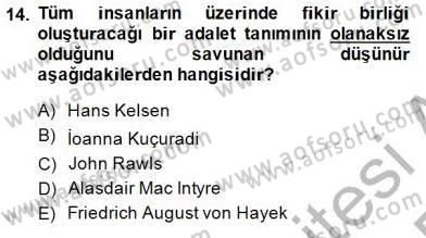 Siyaset Felsefesi 2 Dersi 2014 - 2015 Yılı (Vize) Ara Sınav Soruları 14. Soru