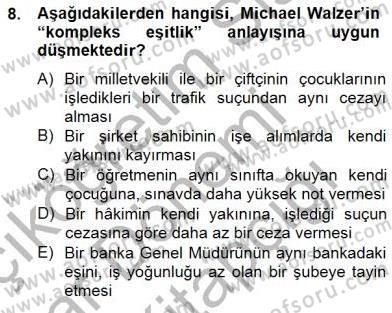 Siyaset Felsefesi 2 Dersi 2014 - 2015 Yılı (Vize) Ara Sınav Soruları 8. Soru