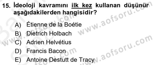 Siyaset Felsefesi 2 Dersi 2015 - 2016 Yılı (Vize) Ara Sınav Soruları 15. Soru