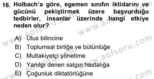 Siyaset Felsefesi 2 Dersi 2015 - 2016 Yılı (Vize) Ara Sınav Soruları 16. Soru