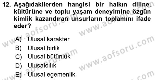 Siyaset Felsefesi 2 Dersi 2015 - 2016 Yılı (Final) Dönem Sonu Sınav Soruları 12. Soru