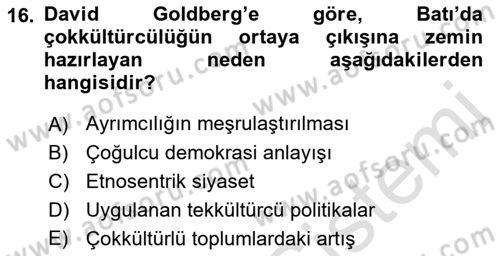 Siyaset Felsefesi 2 Dersi 2015 - 2016 Yılı (Final) Dönem Sonu Sınav Soruları 16. Soru