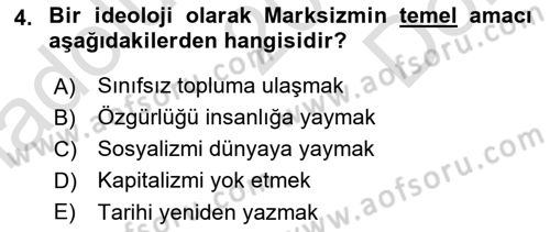 Siyaset Felsefesi 2 Dersi 2015 - 2016 Yılı (Final) Dönem Sonu Sınav Soruları 4. Soru