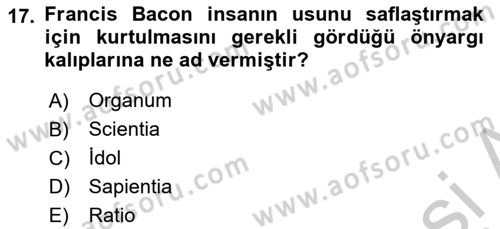 Siyaset Felsefesi 2 Dersi 2016 - 2017 Yılı (Vize) Ara Sınav Soruları 17. Soru