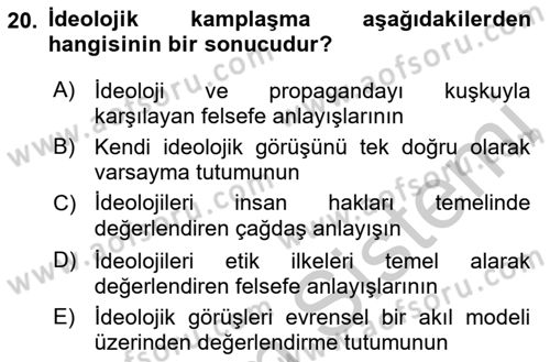 Siyaset Felsefesi 2 Dersi 2016 - 2017 Yılı (Vize) Ara Sınav Soruları 20. Soru