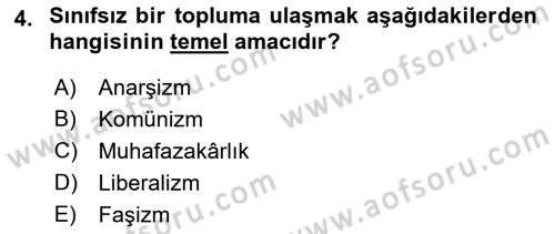 Siyaset Felsefesi 2 Dersi 2016 - 2017 Yılı (Final) Dönem Sonu Sınav Soruları 4. Soru