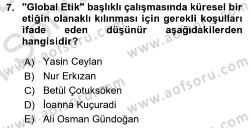 Siyaset Felsefesi 2 Dersi 2016 - 2017 Yılı (Final) Dönem Sonu Sınav Soruları 7. Soru