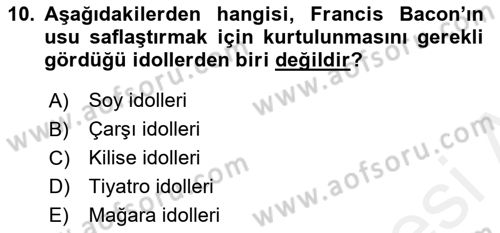 Siyaset Felsefesi 2 Dersi 2017 - 2018 Yılı (Vize) Ara Sınav Soruları 10. Soru