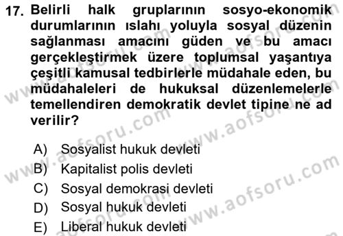 Siyaset Felsefesi 2 Dersi 2017 - 2018 Yılı (Vize) Ara Sınav Soruları 17. Soru