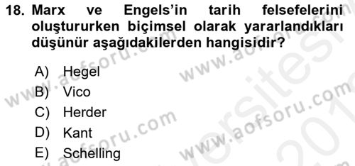 Siyaset Felsefesi 2 Dersi 2017 - 2018 Yılı (Vize) Ara Sınav Soruları 18. Soru