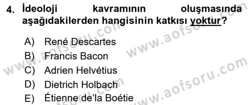 Siyaset Felsefesi 2 Dersi 2017 - 2018 Yılı (Vize) Ara Sınav Soruları 4. Soru